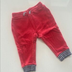 Mini Boden Red Sweatpants with Striped Cuffs